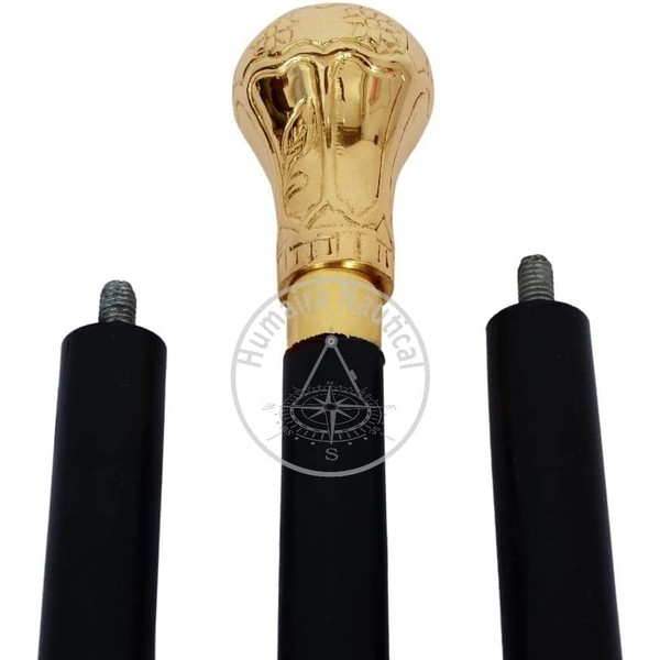 Marine Mart Royal Canes Replica of Bat Masterson Brass Knob Handle Walking Cane, Golden