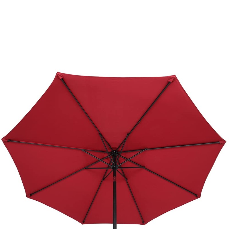 Deezon 9FT Central Umbrella Waterproof Folding Sunshade Wine Red