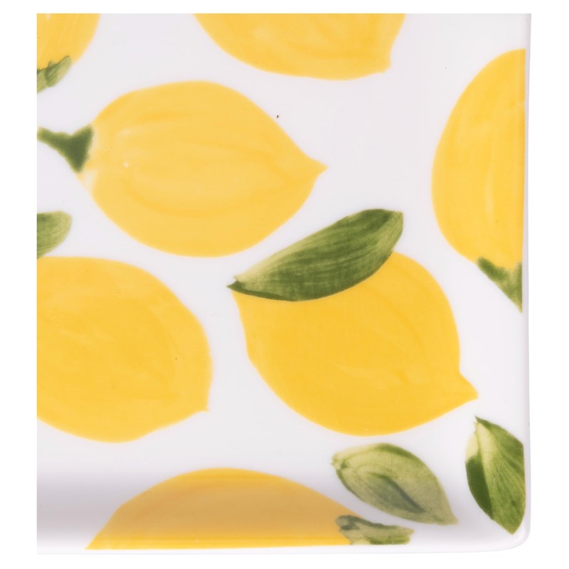 Set 4 Piatto rettangolare in porcellana 31,6x16,8 cm, limoni, Fruit