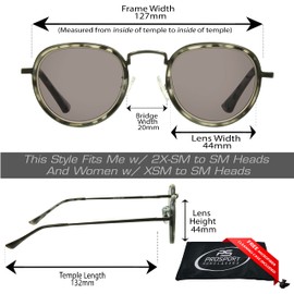 proSPORT Reading Sunglass Full Sun Readers +3.00 Marble Small Size Oval Retro Lennon Style Men Women Metal Spring Hinge Frame Not Bifocal