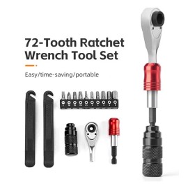 Unbranded 72-Tooth Ratchet Wrench Bike Tool Set-Aluminum Alloy Kit for Cycling Maintenance