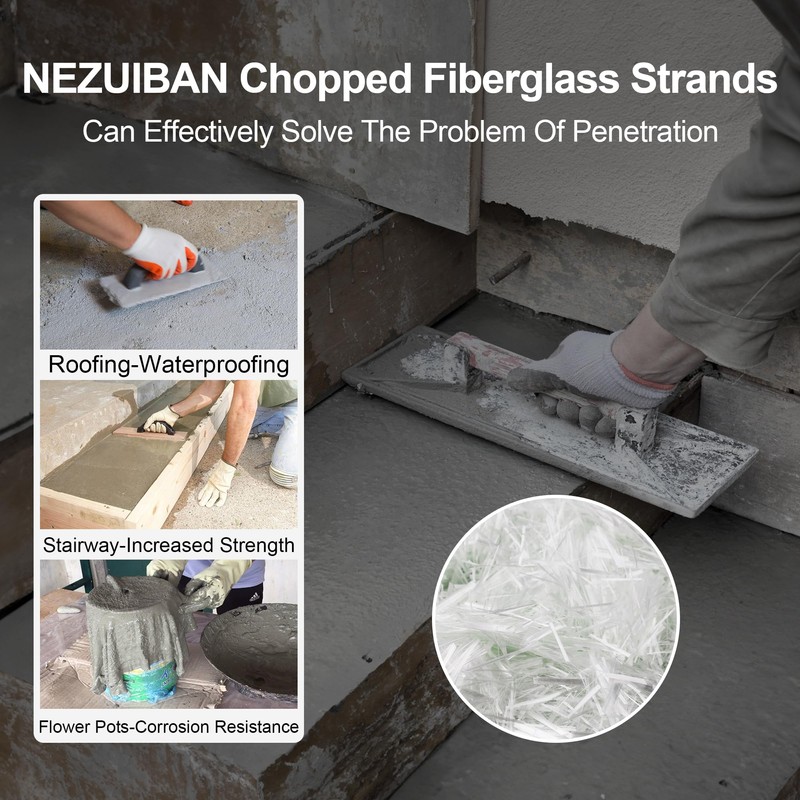 Fiberglass for Concrete, 3/4" Length,2.5 Lb, AR-Glass Chopped Strand Fiberglass
