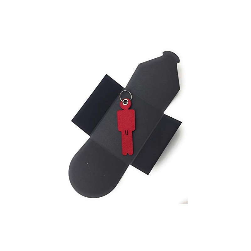 'Felt Keychain "His in Dark Red. Made from Felt for