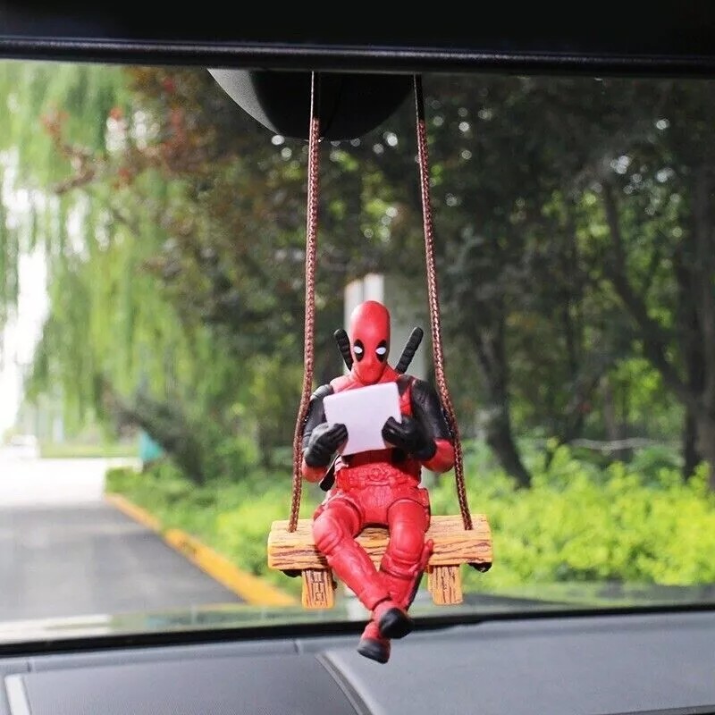 Generic Deadpool Car Rearview Mirror Pendant Reading a Book Swinging