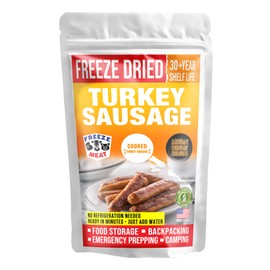Freeze Dried Turkey Sausage, 30+ Year Shelf Life 10 Pieces | Family Pack | Equivalent to 2 lbs.