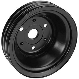 Triple Groove Crank Pulley for Small Block Compatible with Chevy Long Pump Black