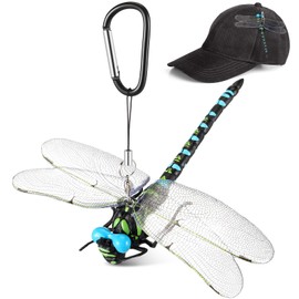 Dragonfly Hat Clip Realistic Simulated Dragonfly with Hook Clip Attach to Backpack Hat for Indoor Yard Garden Plant Decor(Blue,1pcs)