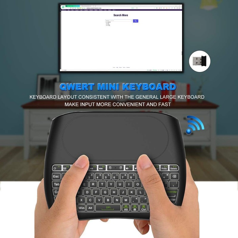 D8 Rechargeable Wireless Keyboard with Touchpad, 2.4G WiFi/BT4.2 Dual Mode