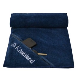 Khataland Premium Sports Fitness Gym Towel with Zipper Pocket, X-Large/39 x 29-Inch, Midnight Blue (STZ-13-Blue)