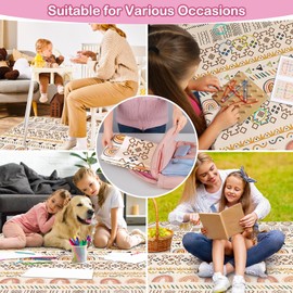 Unicorn Castle High Chair Splash Floor Mat, Waterproof Washable Slip Splash Mat for Under High Chair Food Catcher,Brown Geometry,107x117cm