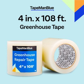4" x 108' Roll of Greenhouse Repair Tape, Made in USA, Heavy Duty Clear Poly Patch Tape for Repairing Greenhouses and Plastic Sheeting, UV Resistant Polyethylene Film for Seaming & Splicing