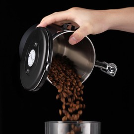 Bincoo Premium Grey Coffee Canister, 1500ml/18oz Large Airtight Stainless Steel Coffee Bean Storage Container with Date Tracker & Scoop (1500ML-Grey)