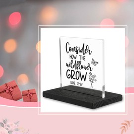 Consider How the Wildflowers Grow, Inspirational Christian gifts for Women Friend Decor, Bible Verse Home Office Decorative Signs, Birthday Gift Friendship Gifts for Women, Mom, Sister-DX93