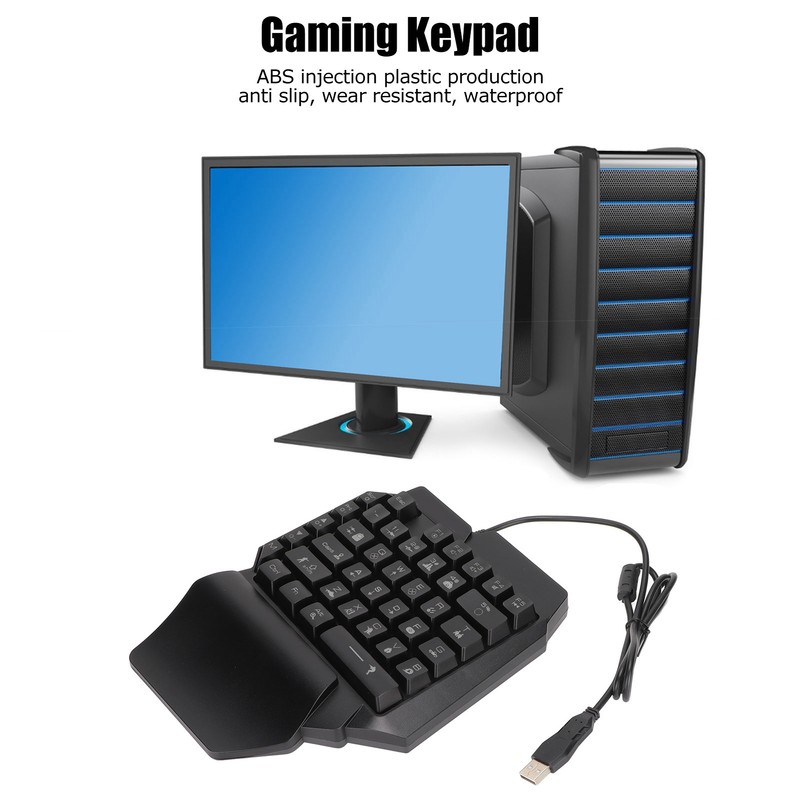 One Handed Gaming Keyboard 39 Keys Luminous Ergonomic Design Anti