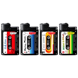 DJEEP Pocket Lighters, Limited Edition Mixtape Collection, Textured Unique Lighters, 4 Count Pack of Disposable Lighters
