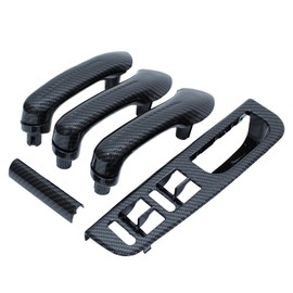Door Handle Cover Pull Handle Window Switch Panel Interior Door Handle Trim Window Glass Plate Knob Door Handle Interior Door Handle Strip Carbon for Bora Golf 4 1999-2004
