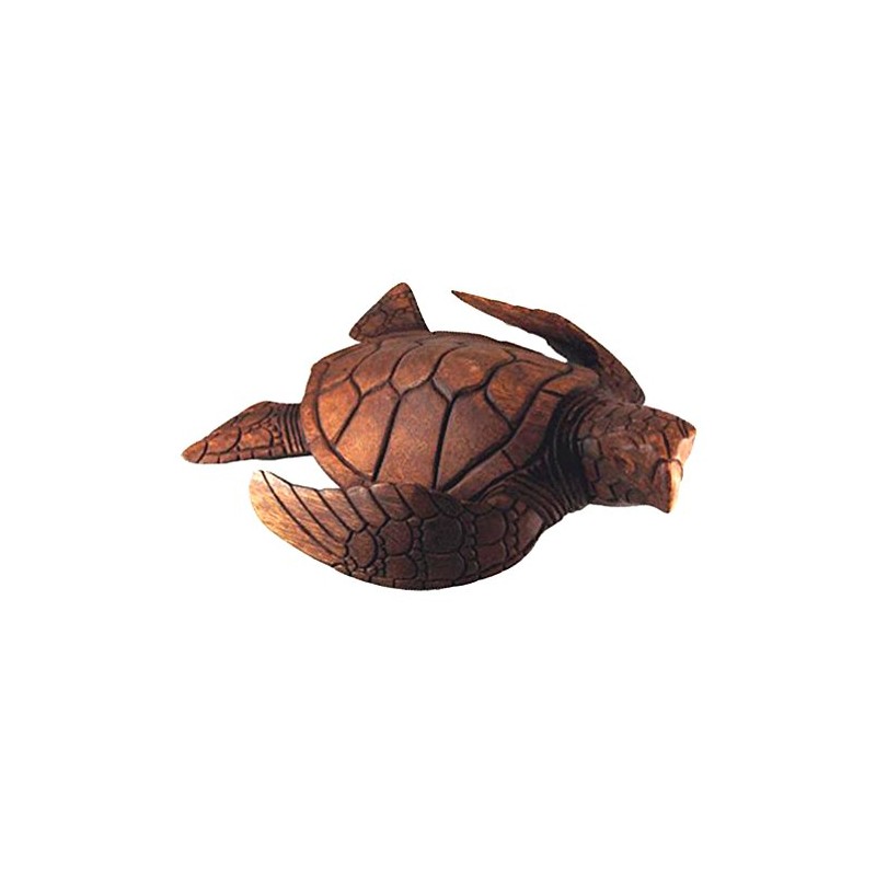 12" Hand Carved Wood Hawaiian Honu Sea Turtle - Large