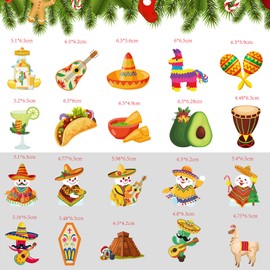 Kathfly 20 Pcs Wooden Mexican Christmas Ornaments Feliz Navidad Decorations Cinco De Mayo Ornaments Piñata Sign for Christmas Tree, Mexican Party Decorations Hanging Ornaments for Xmas Home Decor