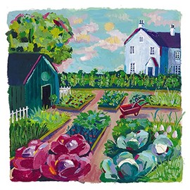 Colourful Green Fingers Artistic Water Colours Blank Greeting Card by Alex Gunn AGAG004