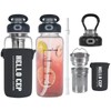 wangsdjy 34oz Glass Water Bottle with Straw, Infuser & Protective
