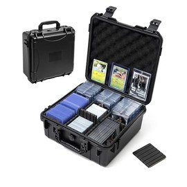 QINGUANG Toploader Storage Box for 3" x 4" 35pt Rigid Card - IP67 Waterproof Trading Card Case for Sports Cards with 6 Removable Dividers - Fits Top Loaders/Magnetic Card Holders (Holds 400+)