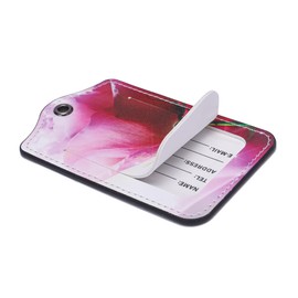 2 Pcs Luggage Tags for Suitcases, PU Leather Cruise Ship Luggage Tags with Privacy Cover Label Address Card and Durable Metal Ring for Men Women Baggage Handbags Backpacks (Rose Flower)