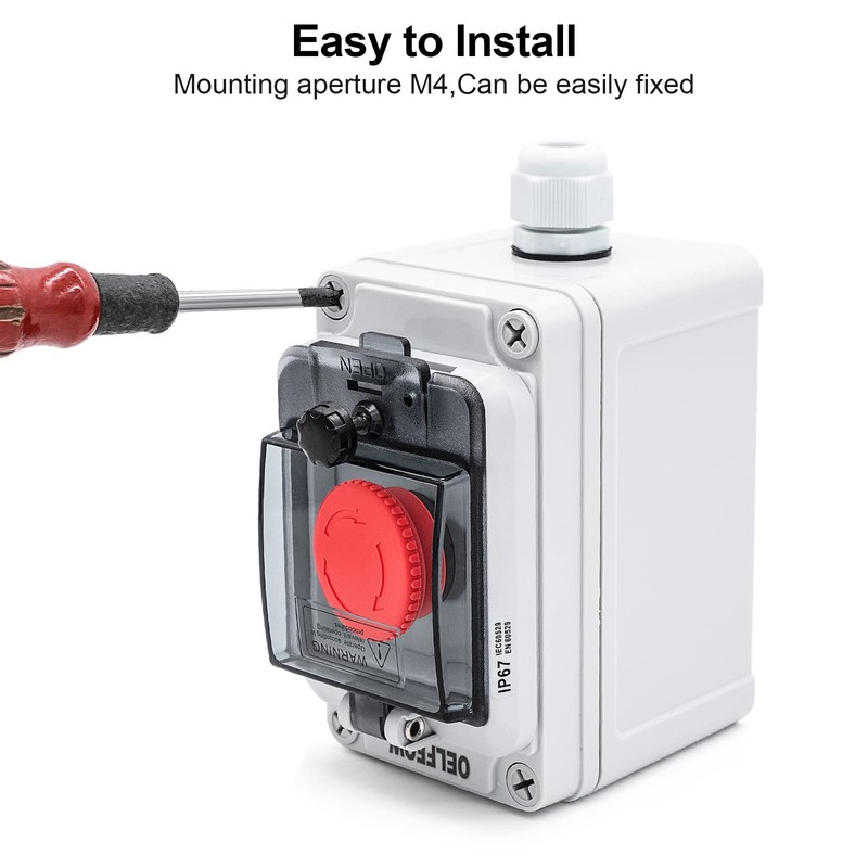IP67 Button Switch Outdoor Waterproof Box Red Button Emergency Stop