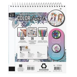 Style Me Up: Cool Swirl, Kids Art Kit, Includes 22 Illustrated Sheets of Paper, Templates Feature a Range of Designs, for Ages 8 and up