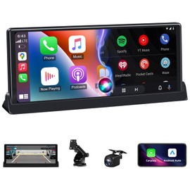 Jansite Carplay Screen for Car 9.26" Apple Caplay & Android Auto Portable Touch Screen with 1080P Backup Camera, Mirror Link, Voice Control, GPS Navigation, Bluetooth FM Transmitter AUX for All Vehicles