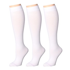 REXX 3 pares de calcetines de compresión de algodón peinado de 8 a 15 mmHg para mujer, W8-packwhite, Talla única