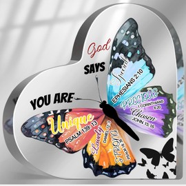 Regalos religiosos inspiradores para mujeres, versículo bíblico y regalos espirituales de aliento para hermana, mamá, amiga, computadora cristiano, decoración de mariposas, placas acrílicas de