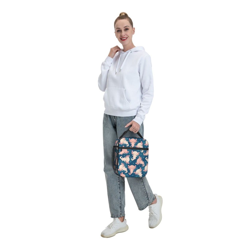 Yilad Axolotl Lunch Box Insulated Reusable Lunch Bag Cooler Bag