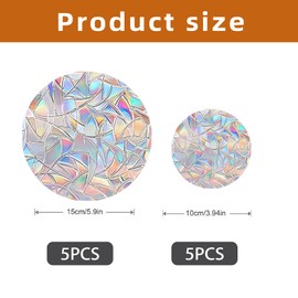 Pack of 10 Suncatcher Stickers, Round Prism Sun Catcher Window Stickers, Rainbow Foil Window Stickers, Window Film, Rainbow Effect, for Window Bird Protection, Crystal Rainbow Decorative Window
