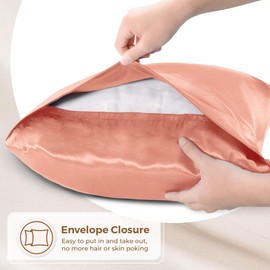 Satin Pillowcase 2 Pack - King Size (20"x40", Rose Gold) - Silky Pillow Cases for Hair and Skin - Satin Pillow Covers with Envelope Closure - Extra Soft Premium Microfiber