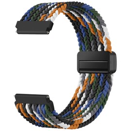Mastten 18mm Fabric Elastic Magnetic Watch Strap Compatible with Garmin Vivoactive 4s Strap - Venu 3S Venu 2S Band, Soft Nylon Quick Release Braided Watch Straps for Women Men, Camouflage