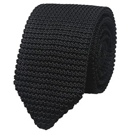 Men's Pointed Knit Tie Necktie Woven Silk Skinny Tie Slim Black Weave Neckties 2.75 inches
