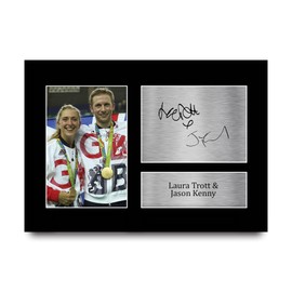 HWC Trading A4 Laura Trott & Jason Kenny Gifts Printed Signed Autograph Picture for Cycling Memorabilia Fans