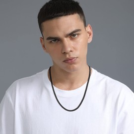 Black Chain Necklace for Men 22inch Black Cuban Link Chain