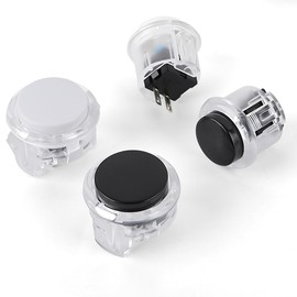 Umierke 20PCS Push Button for Arcade Video Game Consele(10 White + 10 Black), 24mm × 16, 20mm × 4, Arcade DIY Parts