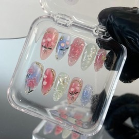 Pastel Romance, Almond Nails, Handmade Nail Set, Size M
