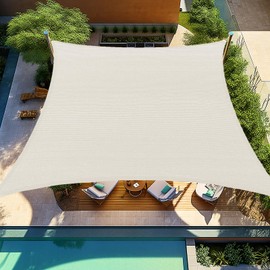 Shade&Beyond 12'x16' Shade Sail Rectangle, UV Block Breathable Sunshade for Backyard Yard Deck Outdoor Facility and Activities, Cream, (We Make Custom Size)