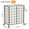 WOWLIVE Double Laundry Hamper with Wheels,Metal Wire Frame Rolling Laundry