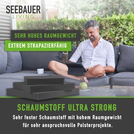 SEEBAUER living Foam Ultra Strong RG 60/70 (Very Firm) 35 x 35 x 3 cm Foam Board for Upholstery and Seat Cushion, Upholstery Foam as Cut for Seat Cushions