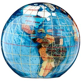 Unique Art 4.3" (110 mm) Diameter Gemstone Globe Paperweight Paper weight (Bahama Blue Swirl)