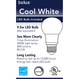 Solus 10” Ceiling Porch Light Fixture, Square Flush Mount Exterior Hybrid LED and Incandescent for The Best Long Term Lighting Solution (Cool White - 4000K)
