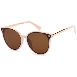 styleBREAKER Cateye 09020141 Women's Sunglasses with Flat Polycarbonate Lenses, Plastic Frame, Metal Arms, Oversize, Frame rose / glass brown tinted