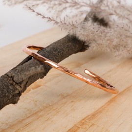 Art Of Creation Pure Copper Bracelet for Men and Women Handmade Cuff Hammered Solid Bangle Adjustable Kada Unisex Wrist Band