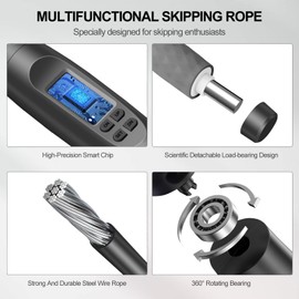 flintronic Skipping Rope with Counter, Skipping Rope Adult Fitness, Speed Rope, Adjustable Skipping Rope Jump Rope with Non-Slip Handles for Interval Training Training HIIT