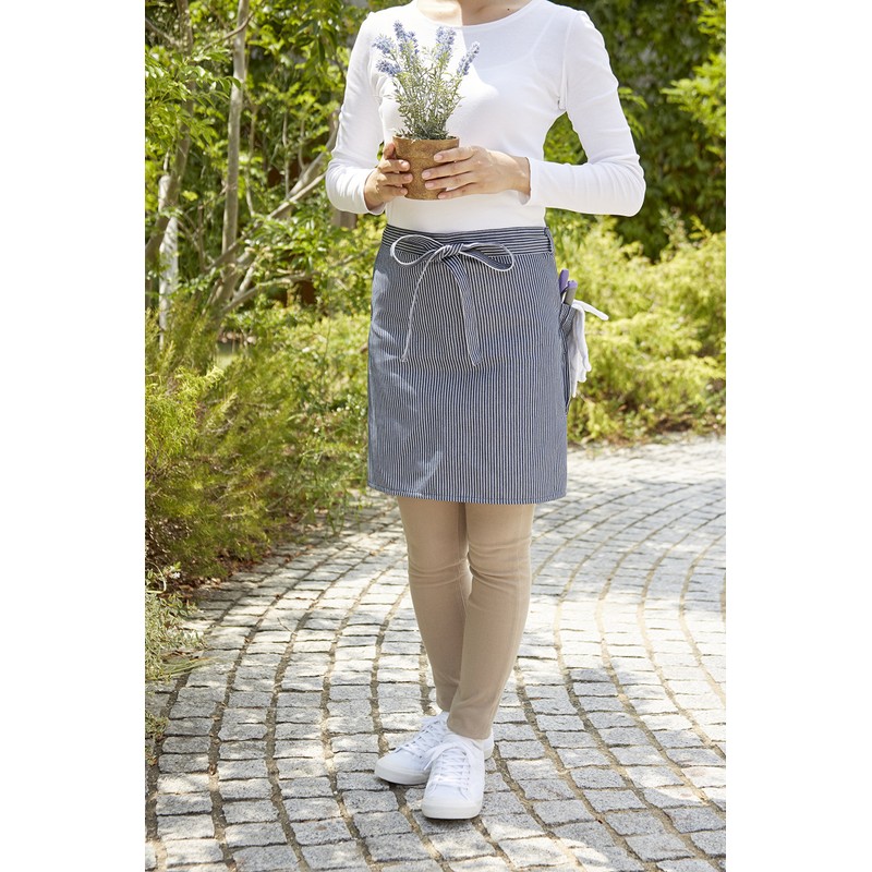 Astro Gardening Apron, Short Length, Navy x Stripe, Saron, Waist
