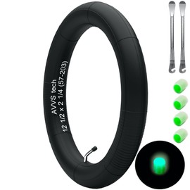 12 inch inner tube for children's bicycle, pram, balance bike and scooter, for 12 1/2 x 2 1/4 (57-203), 12 x 1.75 (47-203), 12 x 2.10 (54-203), with AV 45° + 4 light valve caps